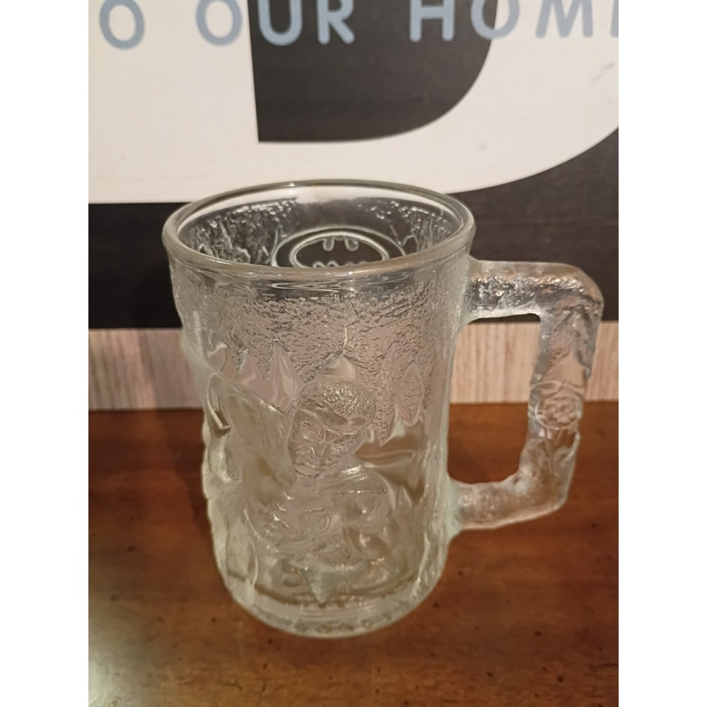 Vintage McDonald's Collectors Cup Batman Forever Etched Glass Mug 1995 Robin